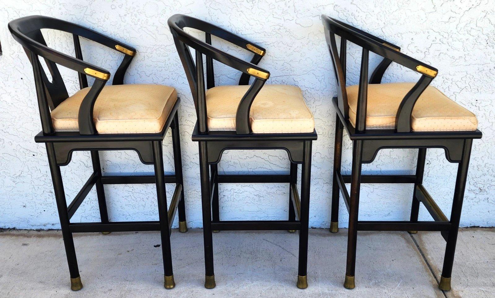 Chinoiserie James Mont Ming Asian Bar Stools by Century Furniture For Sale