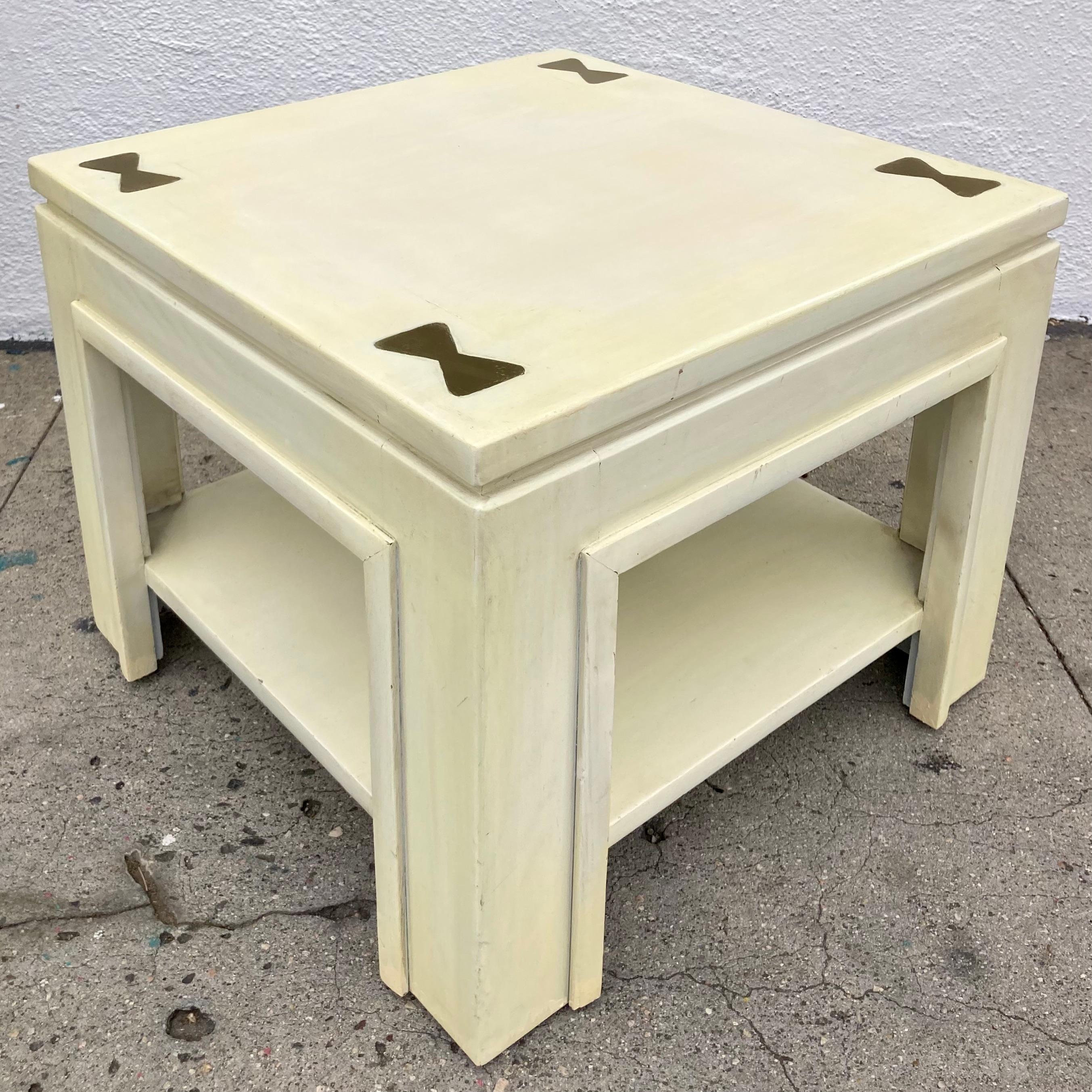 Table de cocktail de style James Mont Ming avec inserts en laiton en vente 2