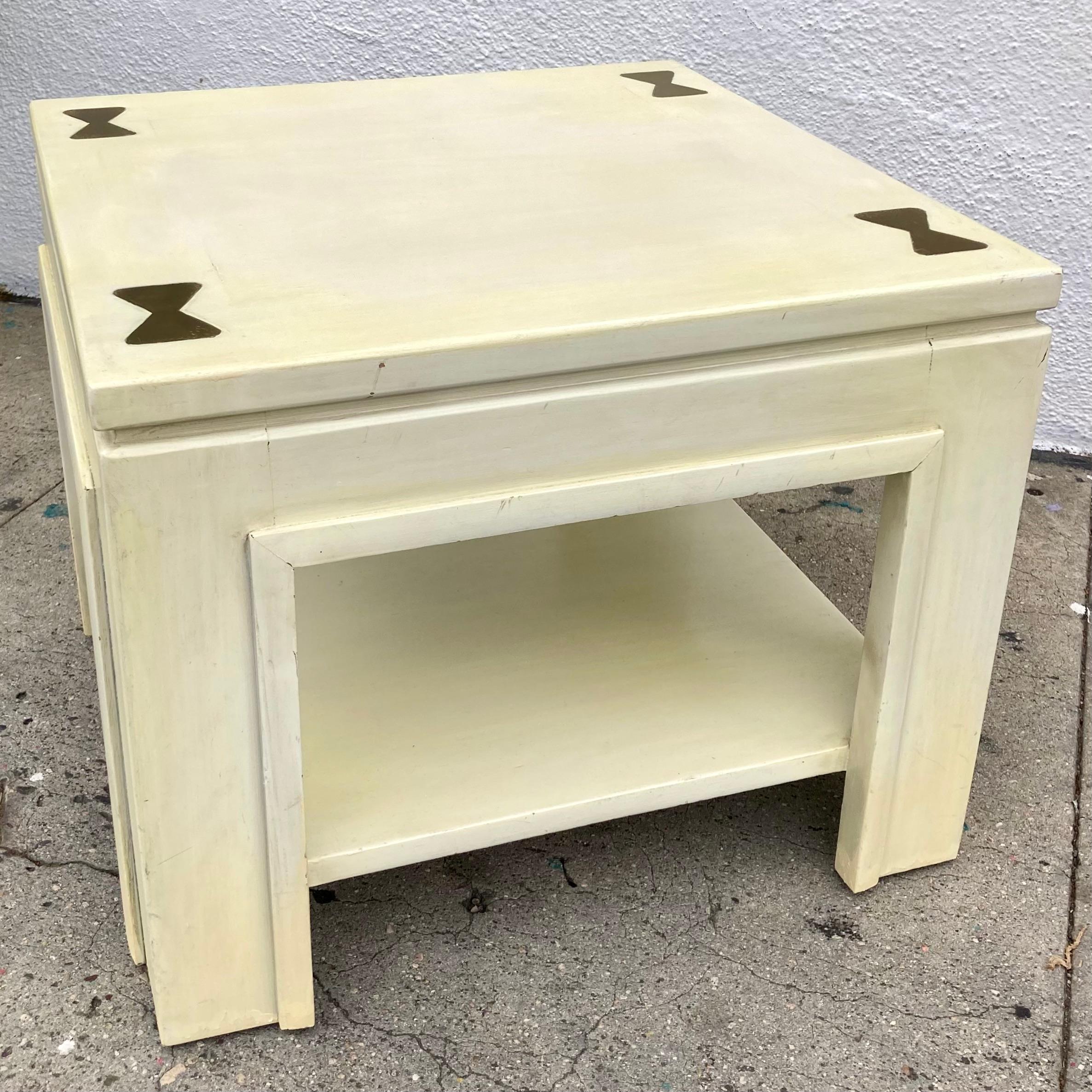 Table de cocktail de style James Mont Ming avec inserts en laiton en vente 3