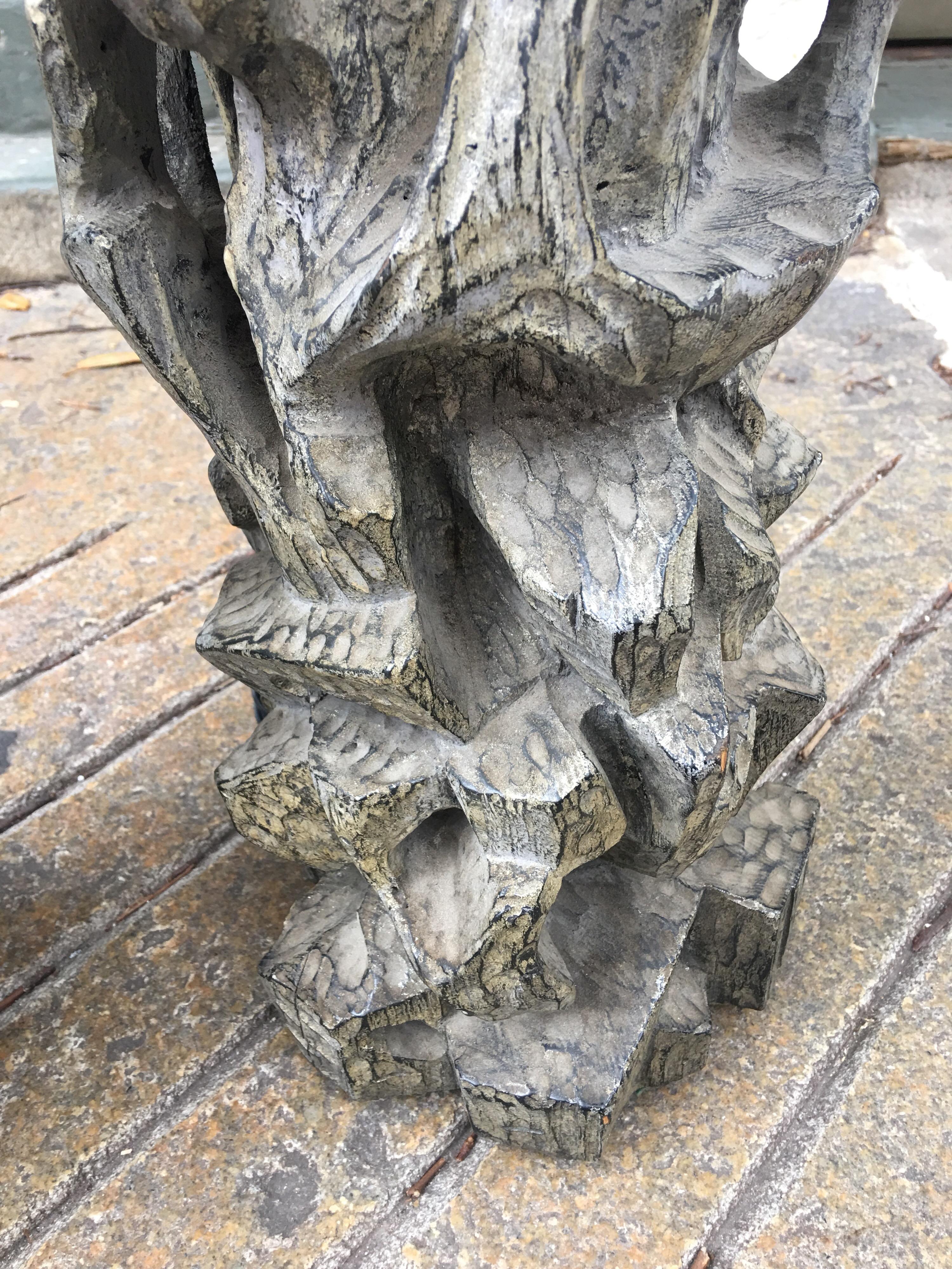 James Mont Monumental Carved Tree Trunk Lamps In Good Condition In Philadelphia, PA