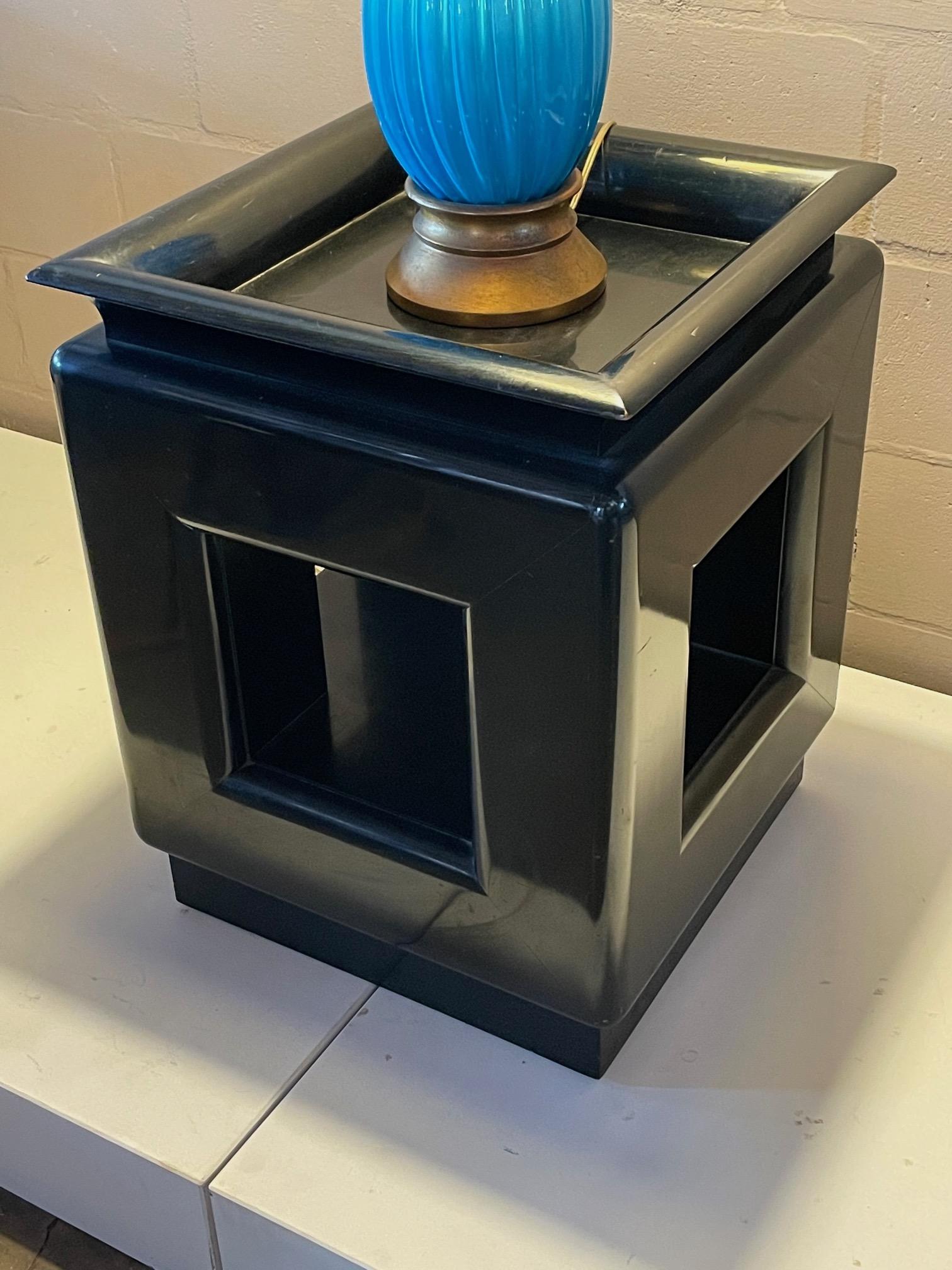 James Mont Occasional Pedestal Table Black Laquer For Sale 3