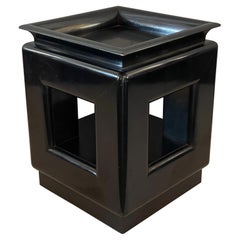James Mont Occasional Pedestal Table Black Laquer
