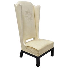 James Mont Oversized Leather Oriental High Back Chair