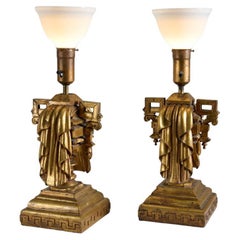 James Mont, Coppia di lampade da tavolo in legno dorato, Stati Uniti, circa 1960
