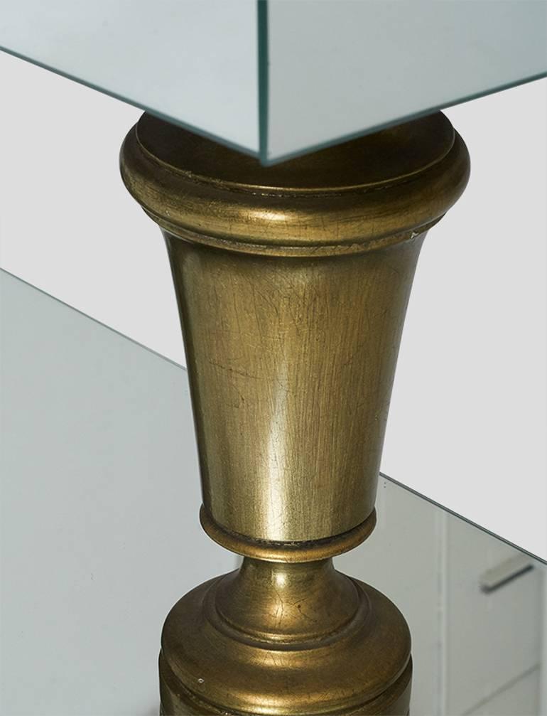 Brass James Mont Pair of Mirrored End Tables For Sale