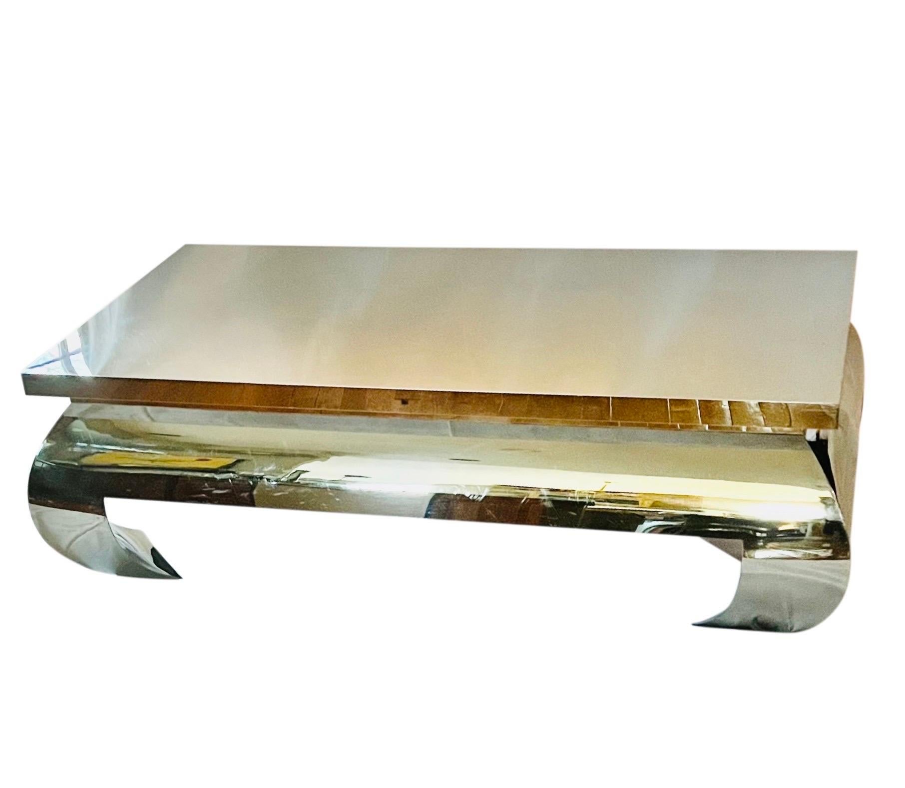 James Mont Polished Stainless Steel Coffee Table 6