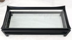 James Mont Rectangle Black Lacquer Glass Top Deco Mid Century Coffee Table