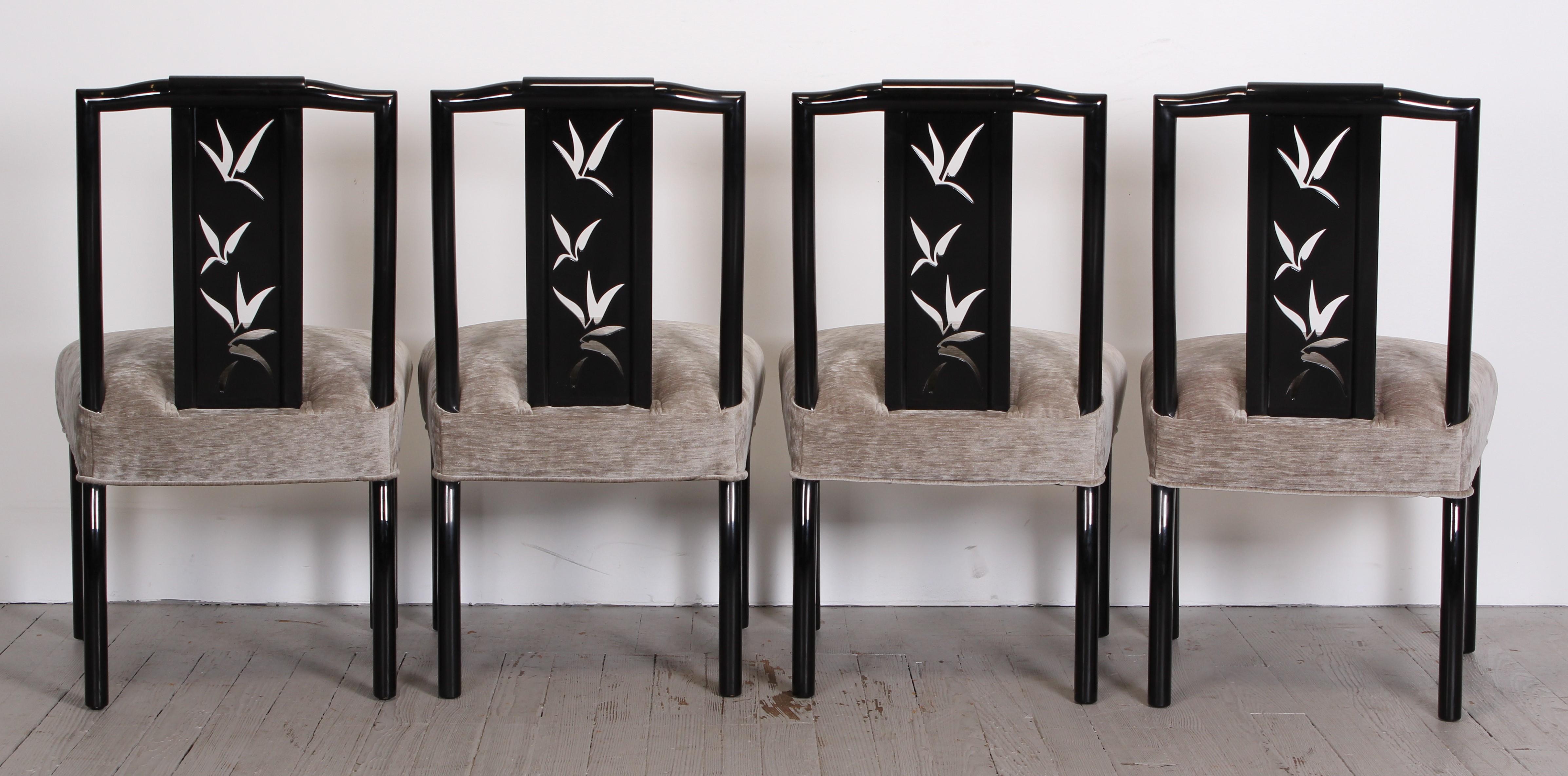 American James Mont Set of Eight Chairs Asian Modern, 1940s