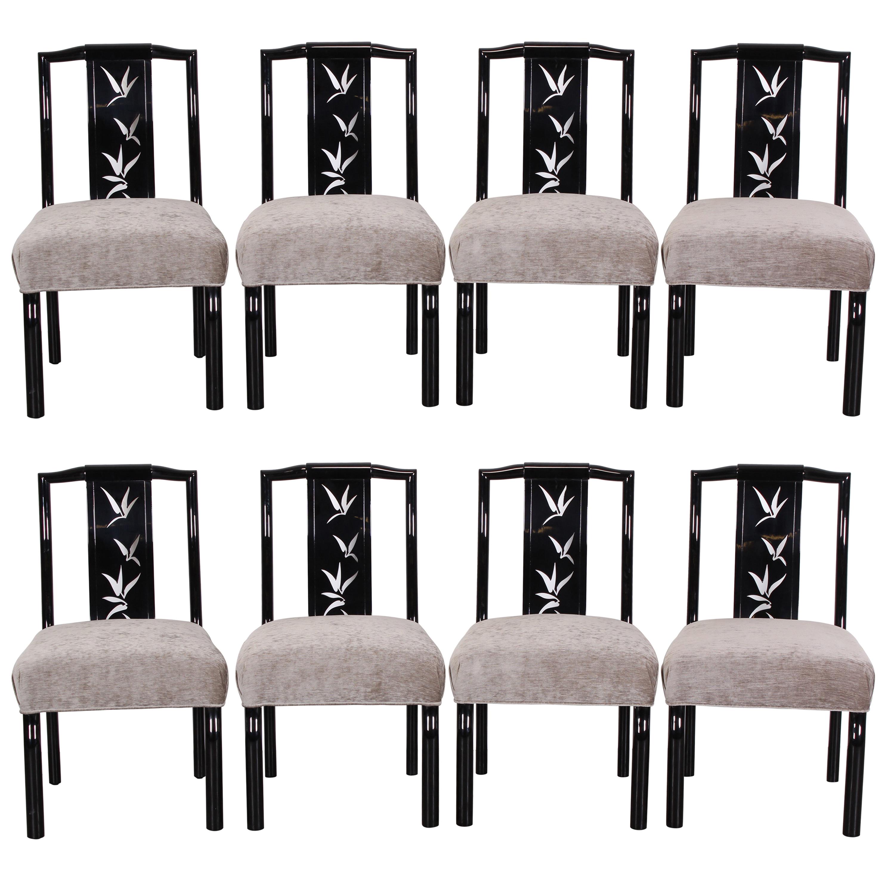 James Mont Set of Eight Chairs Asian Modern, 1940s