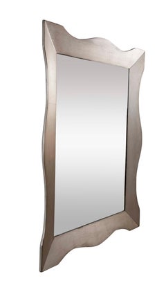 Italian Mid 20th C Silver Gilt Scalloped Edge Wall Mirror, Large Scale