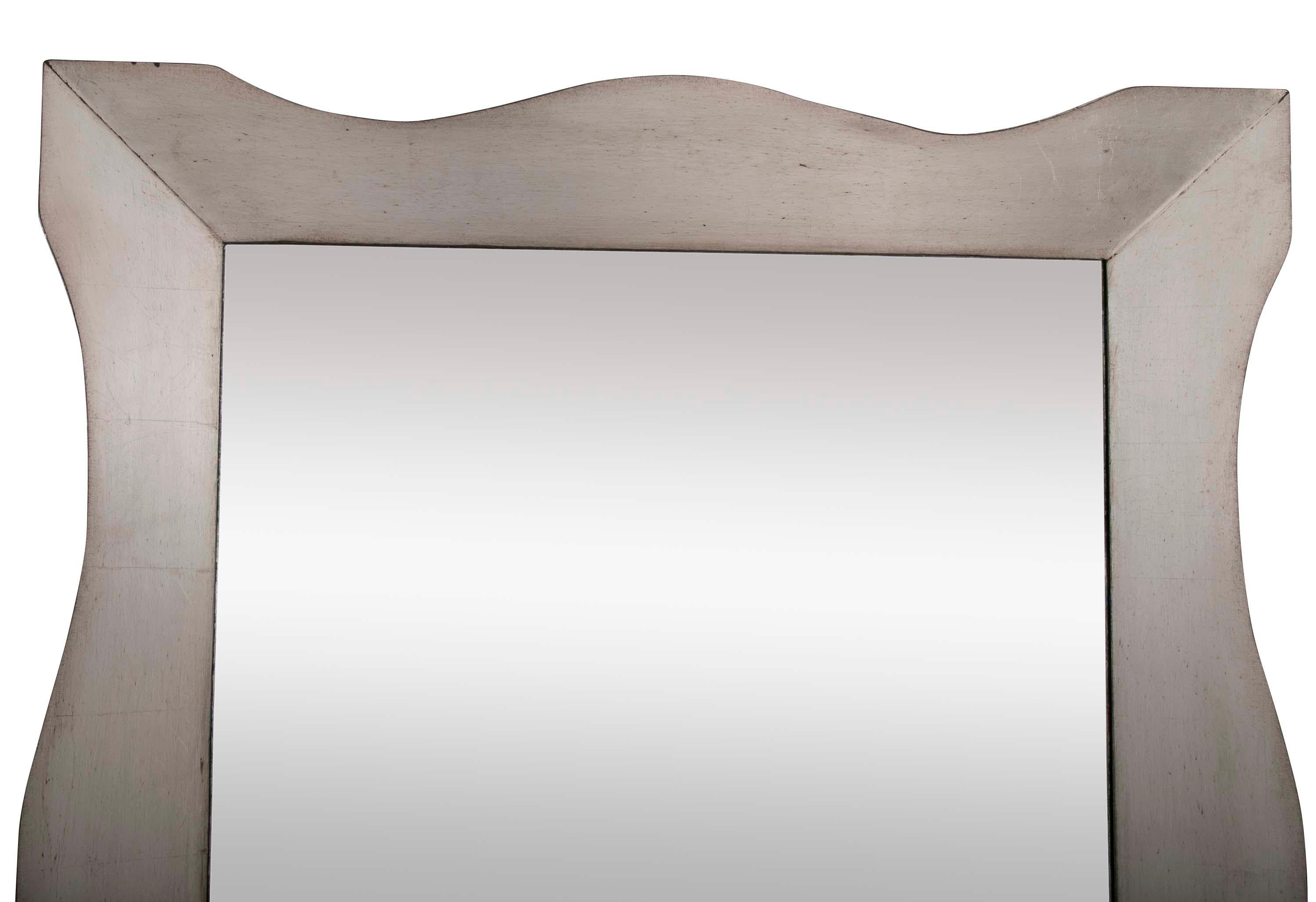 American Monumental Italian Mid Century Modern Silver Gilt Wall Mirror For Sale