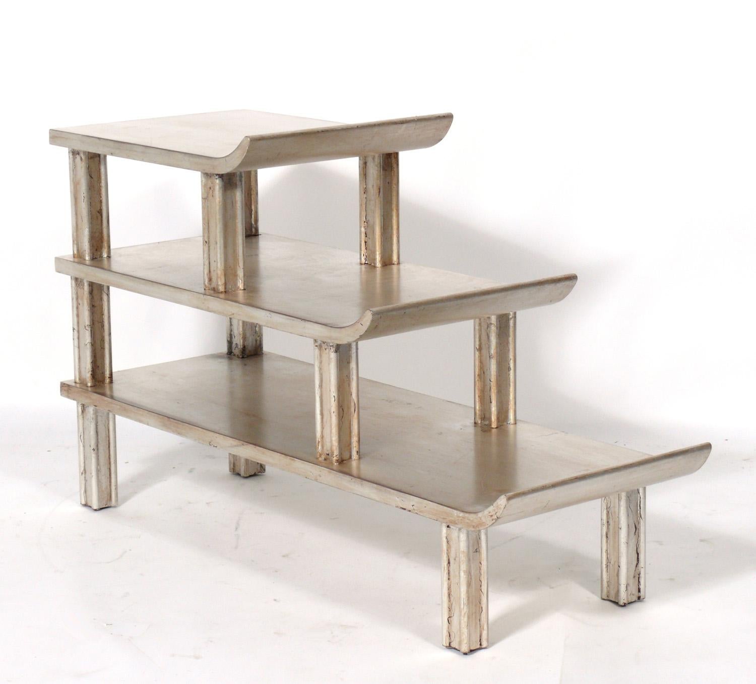 American James Mont Silver Leaf Tiered Table