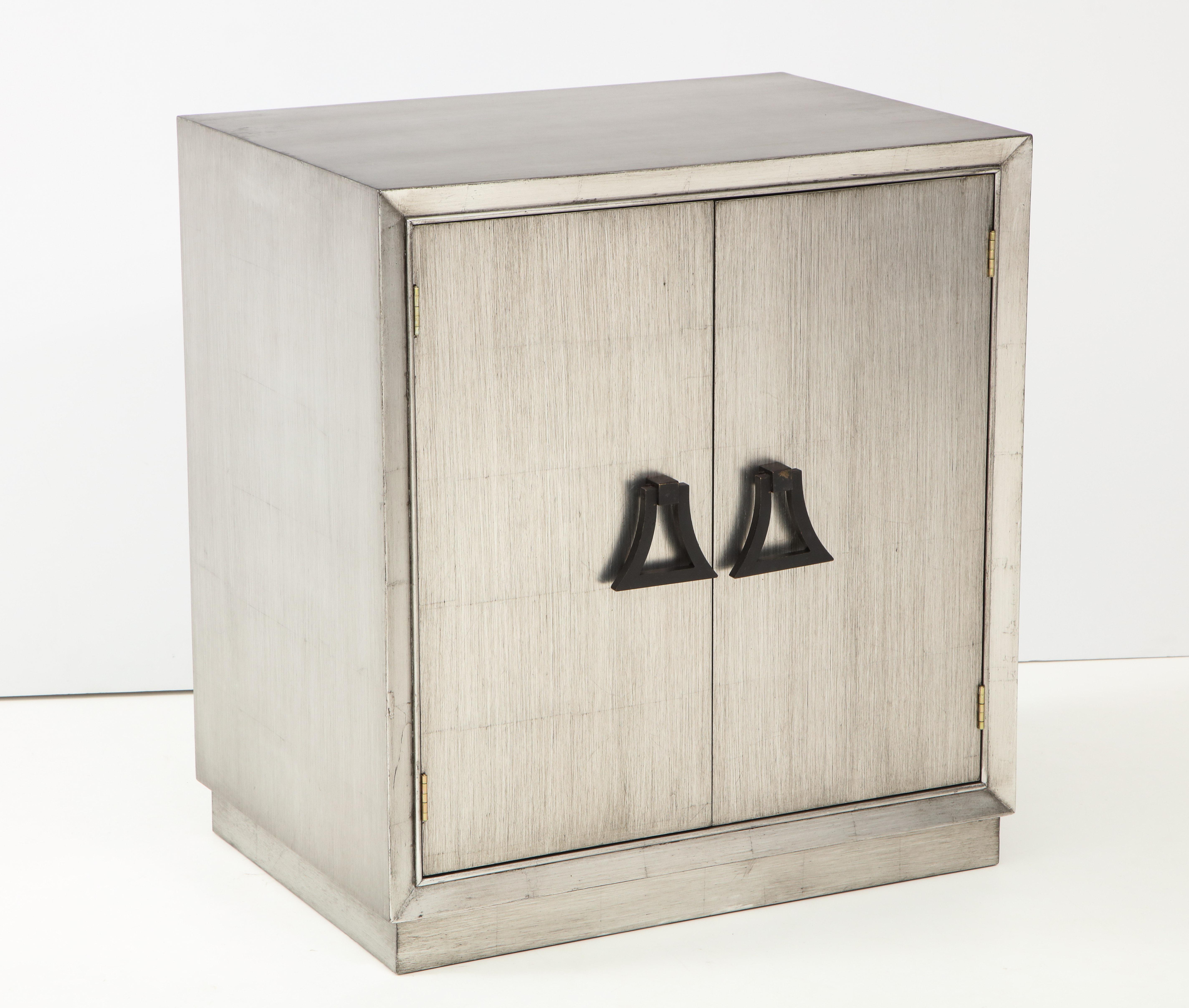 Mid-Century Modern James Mont Silver Leafed Cabinet For Sale