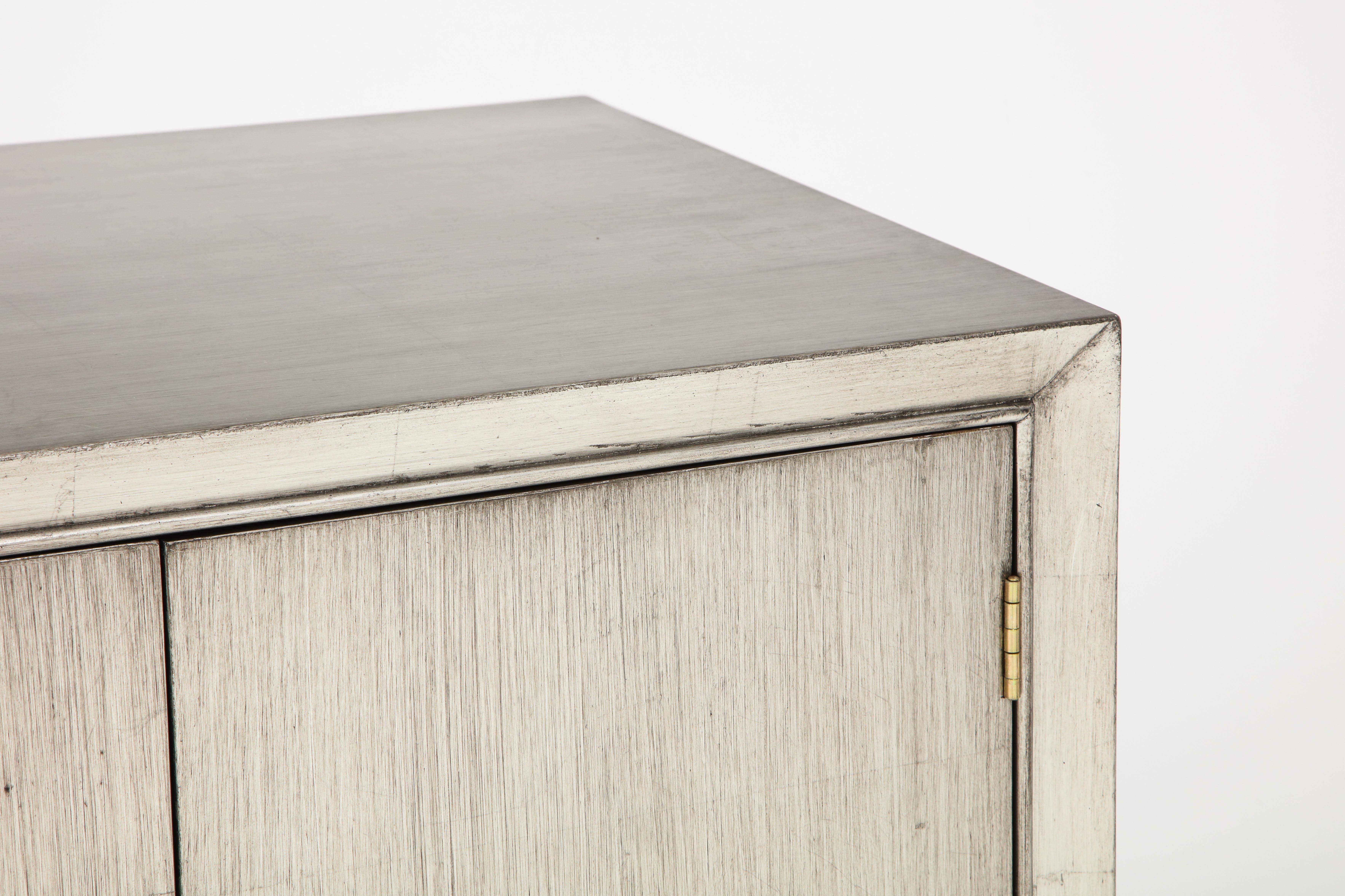 American James Mont Silver Leafed Cabinet For Sale