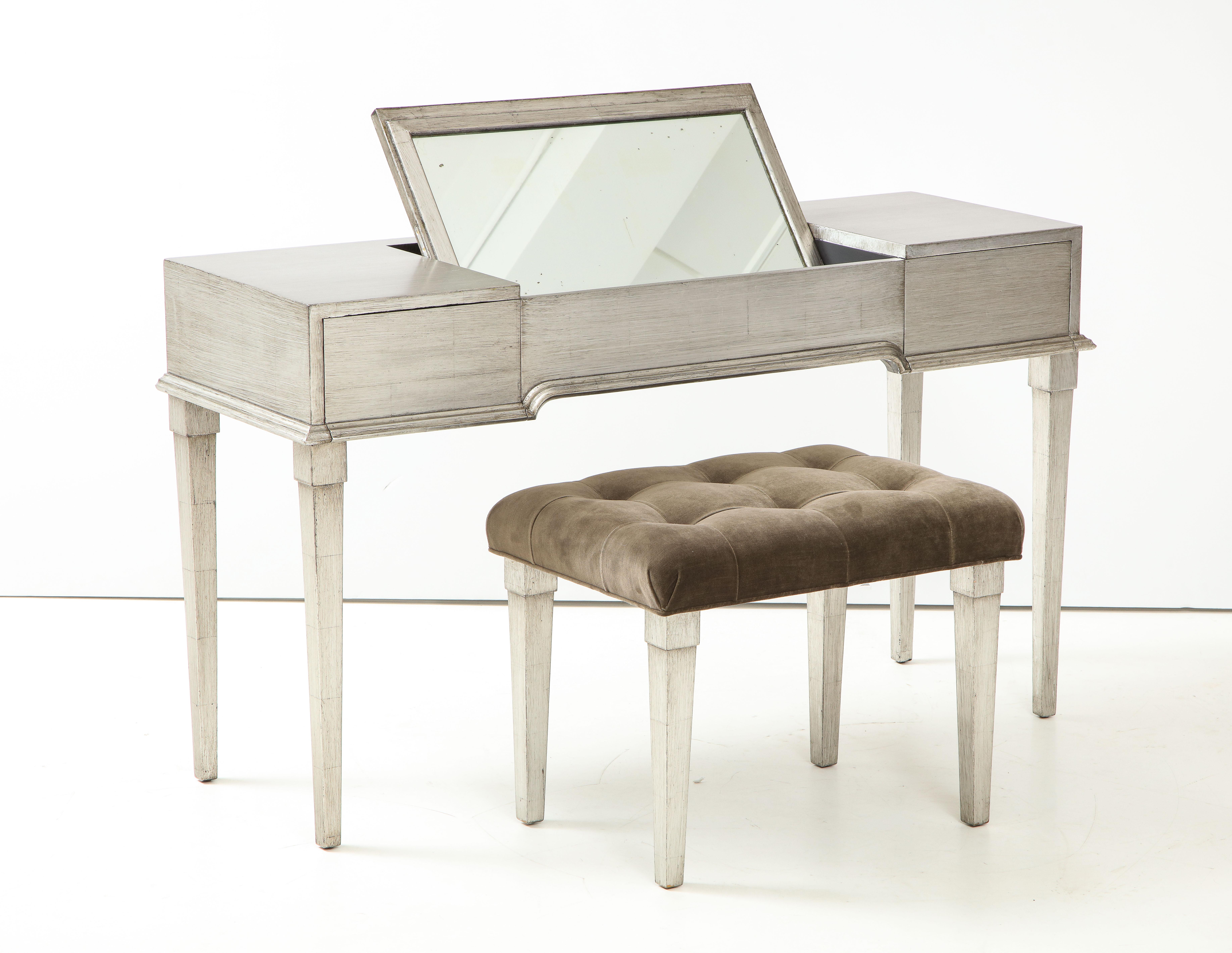 Mid-Century Modern James Mont Silver Leafed Vanity / Desk