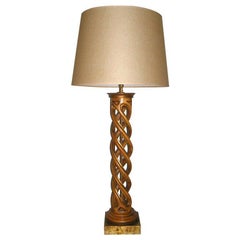 James Mont Style 1950s Carved Helix Table Lamp