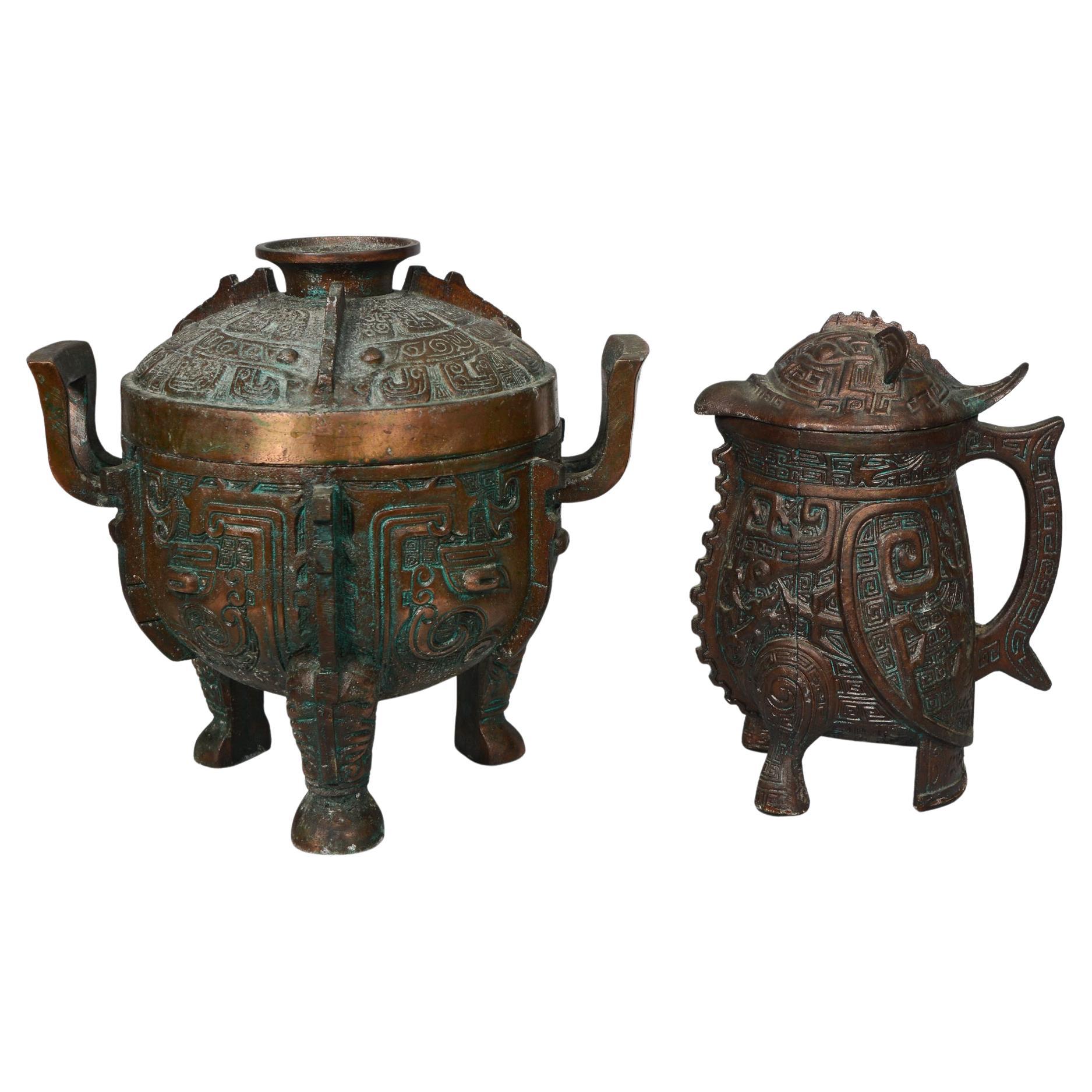 James Mont Style Asian Ice Bucket and Water Pitcher by Getz Bros