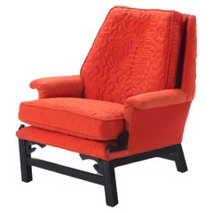 Asiatisch inspirierter Stuhl im James Mont-Stil mit hoher Rückenlehne und schwarzer Lackierung, ca. 1970er Jahre.