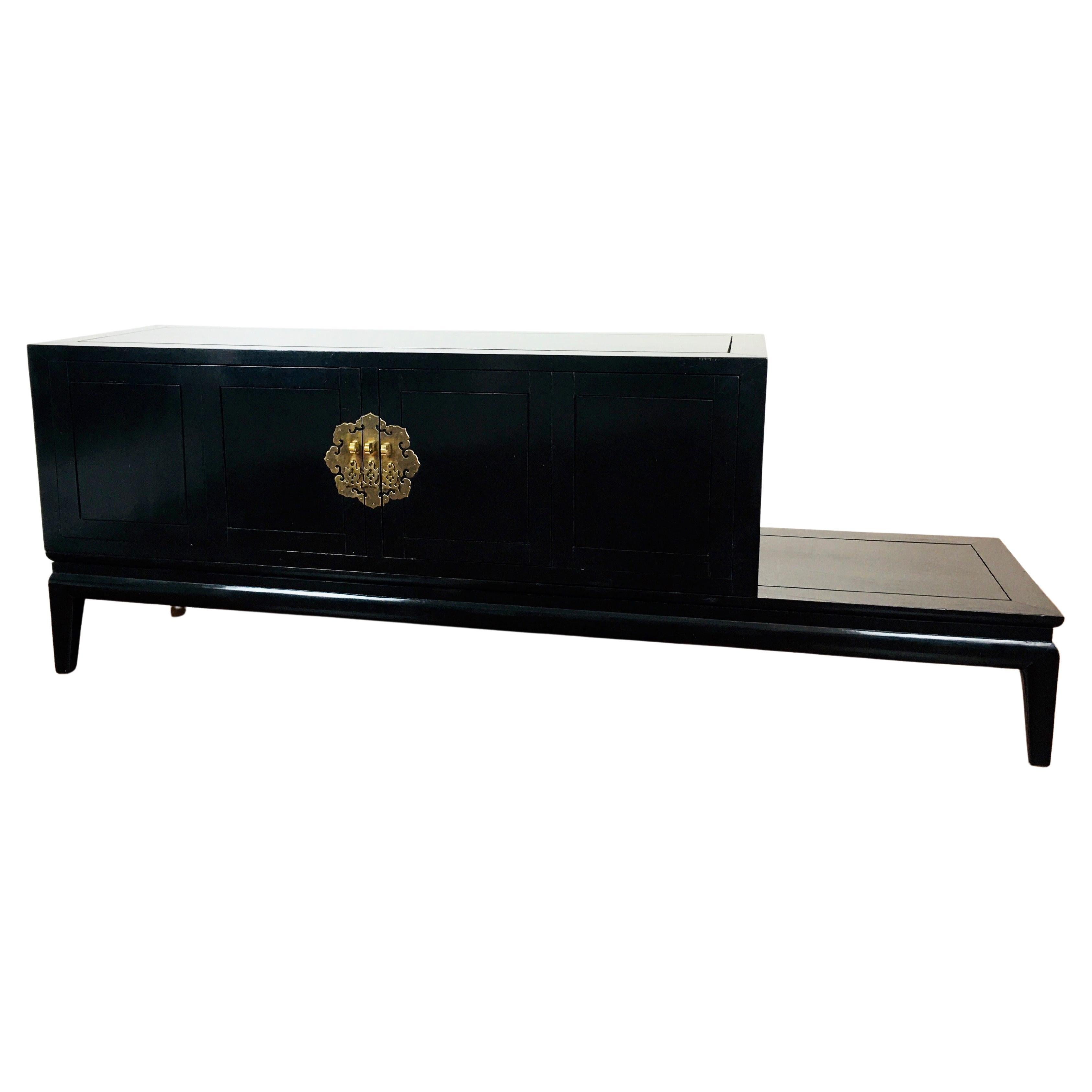 James Mont Style Back Lacquer Credenza Cabinet on Base