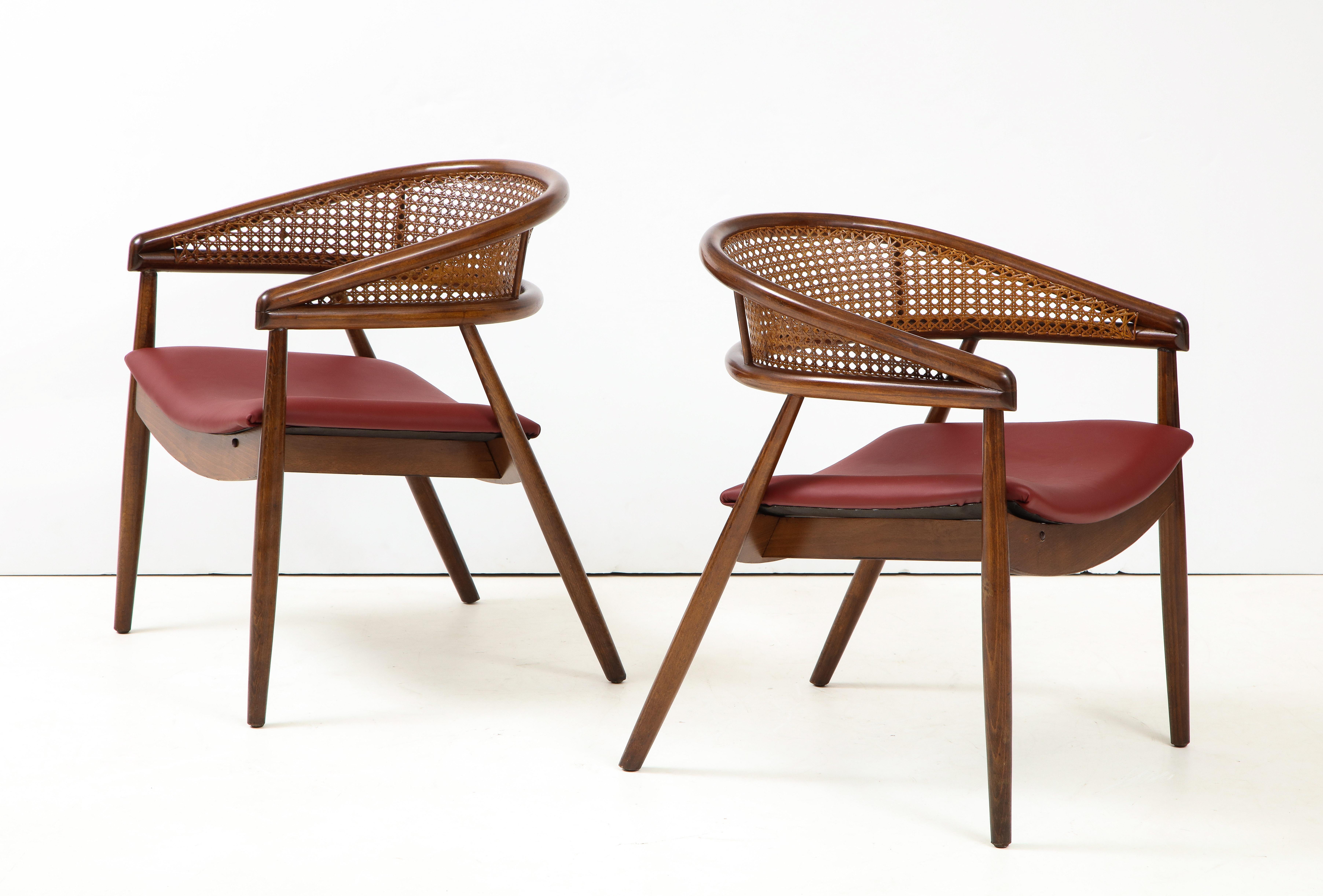 Mid-20th Century James Mont Style Bent Beech Armchairs