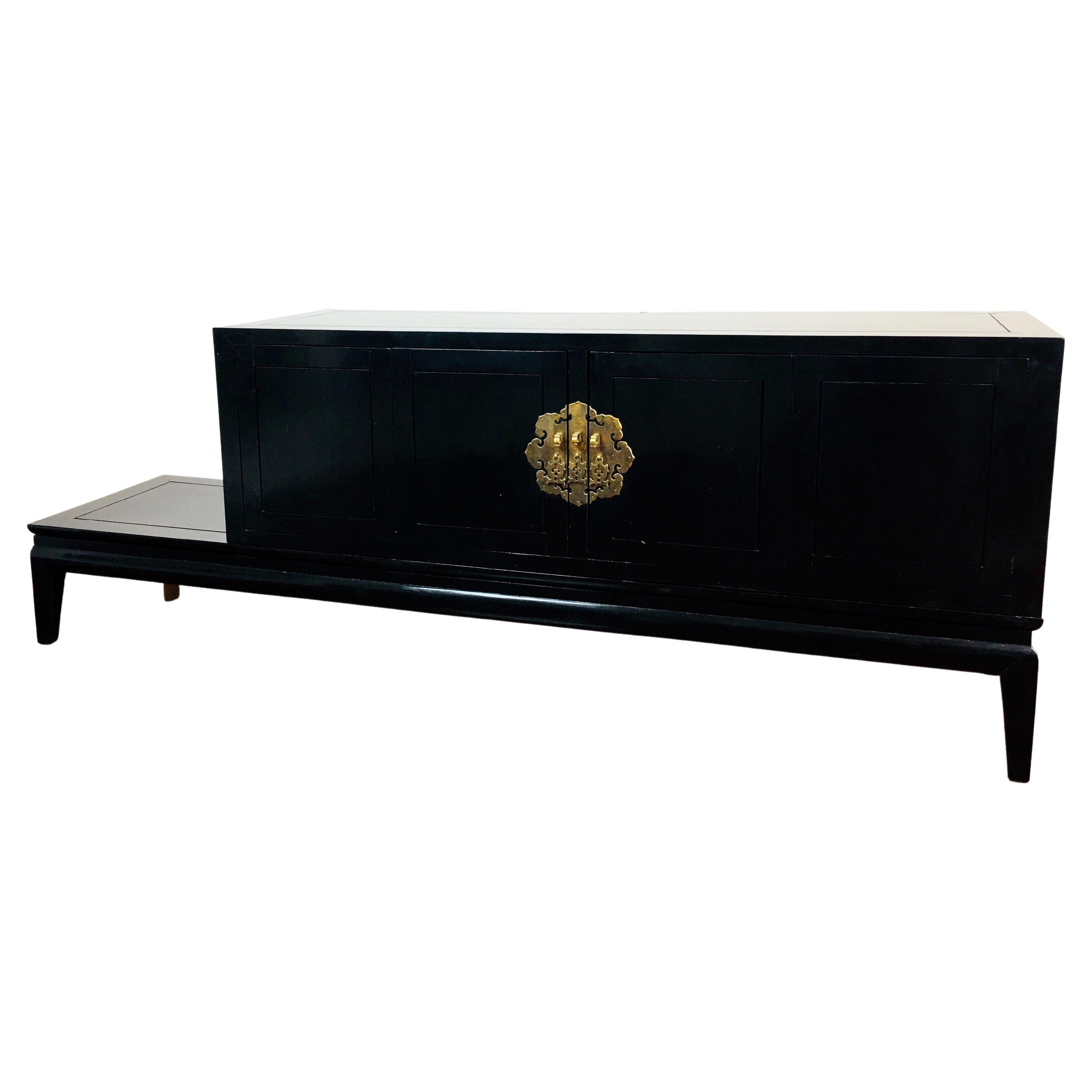 James Mont Style Back Lacquer Credenza on Base For Sale at 1stDibs