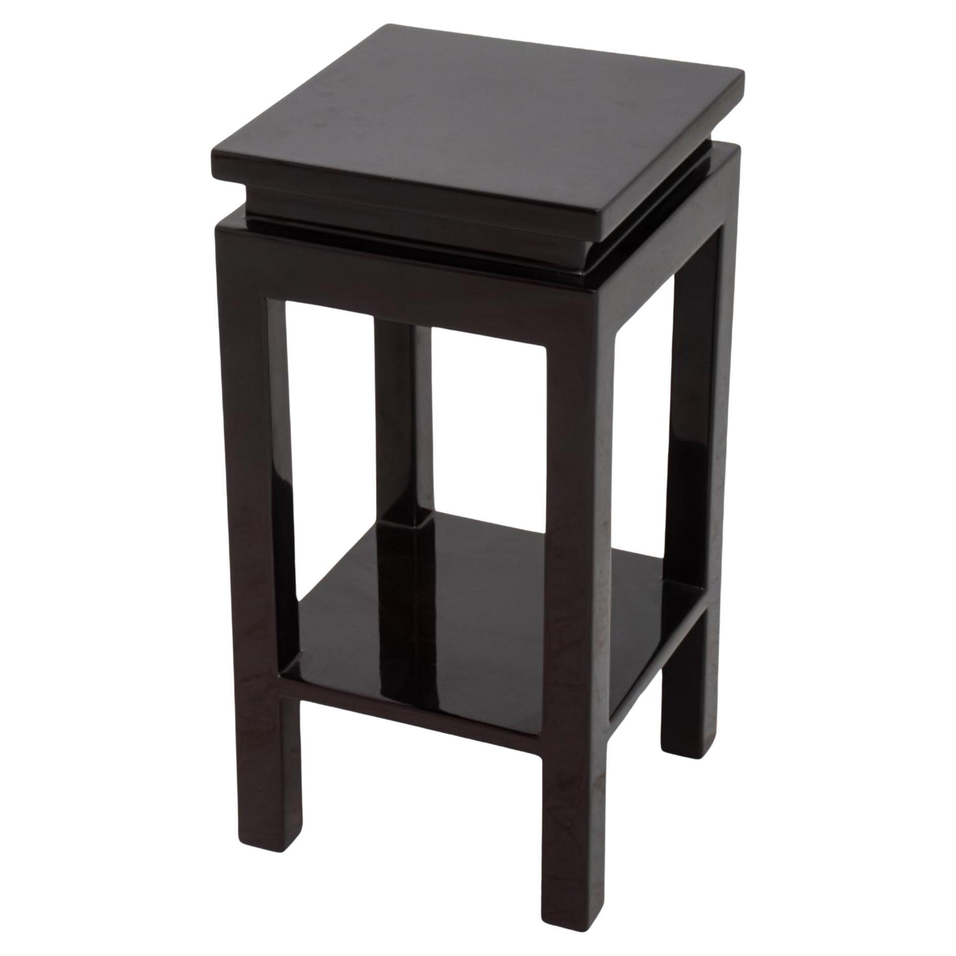 James Mont Style Black Lacquered Wood End Table For Sale