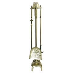 James Mont Style Brass Asian Inspired Fireplace Tools