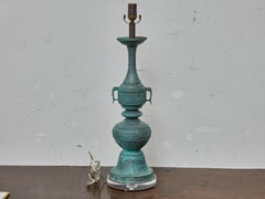 James Mont Style Bronze Table Lamp with Patinated Finish on Lucite Base