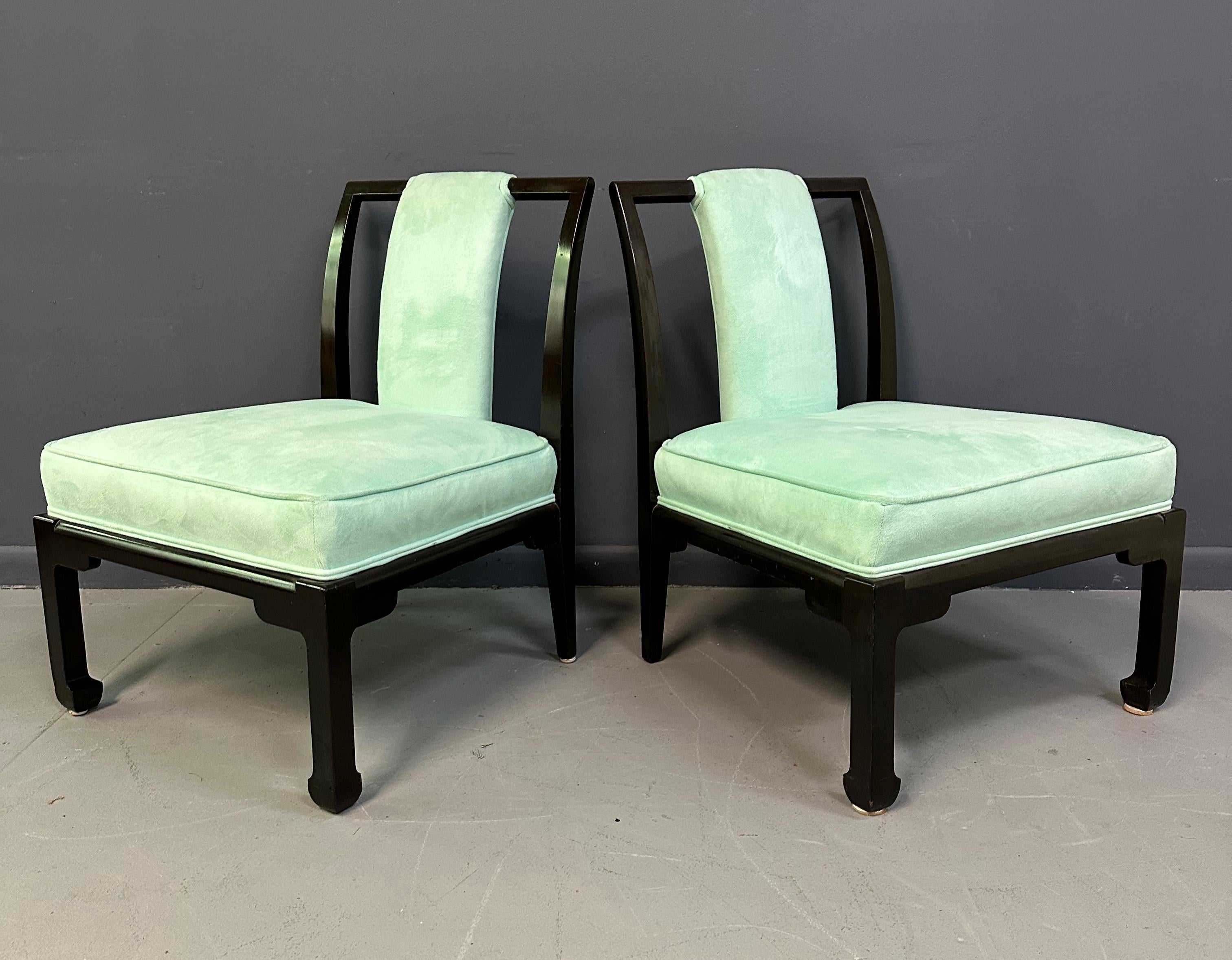 James Mont Stil Chinoiserie Marmorplatte niedriger Esstisch und Stühle im Angebot 5