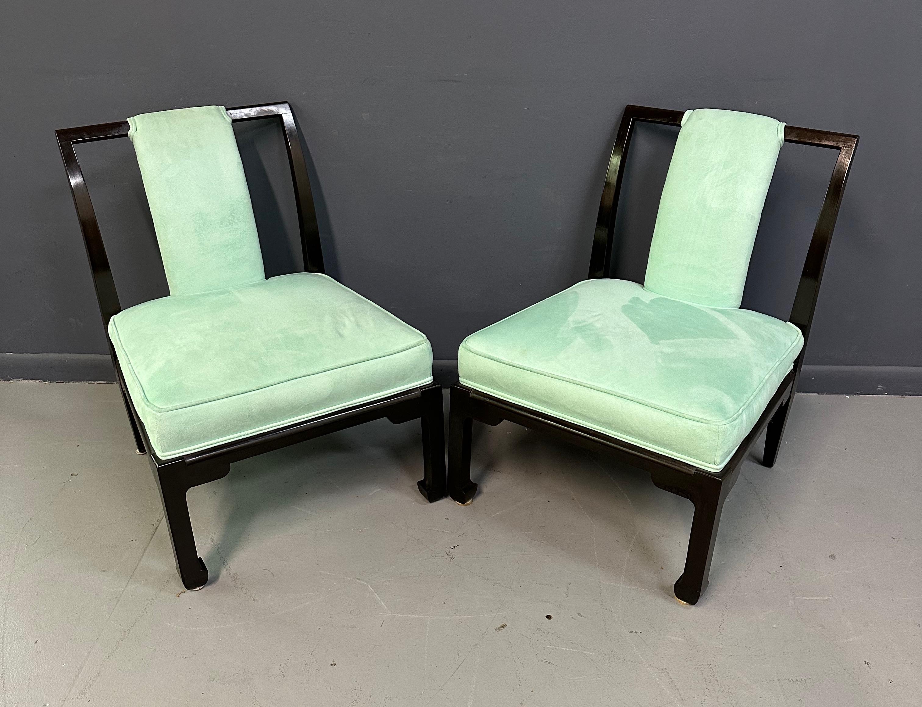 James Mont Stil Chinoiserie Marmorplatte niedriger Esstisch und Stühle im Angebot 6