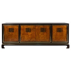 James Mont Style Chinoiserie Midcentury Burl Sideboard