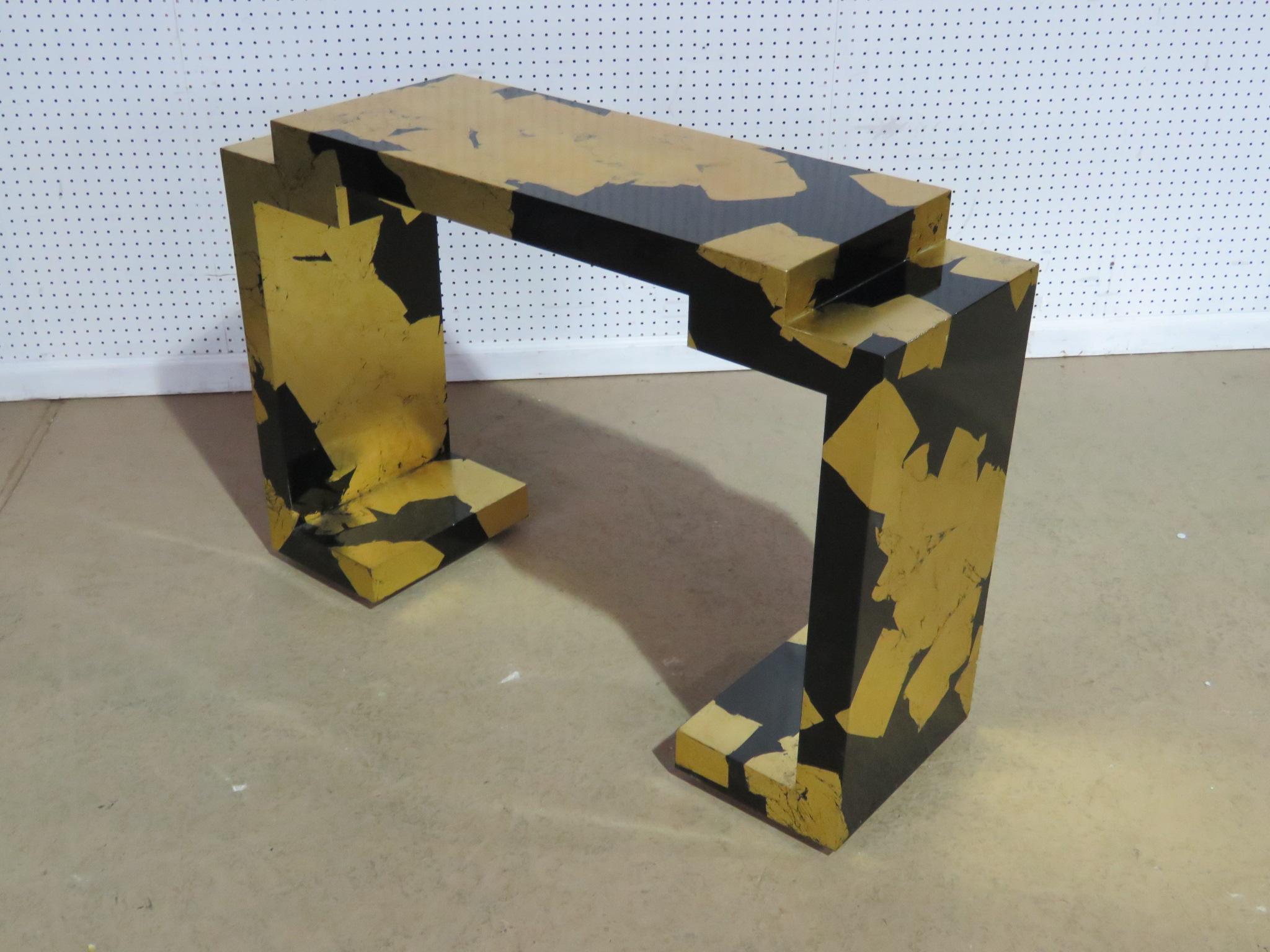 20th Century James Mont Style Ebonized and Gilded Sofa Console Table