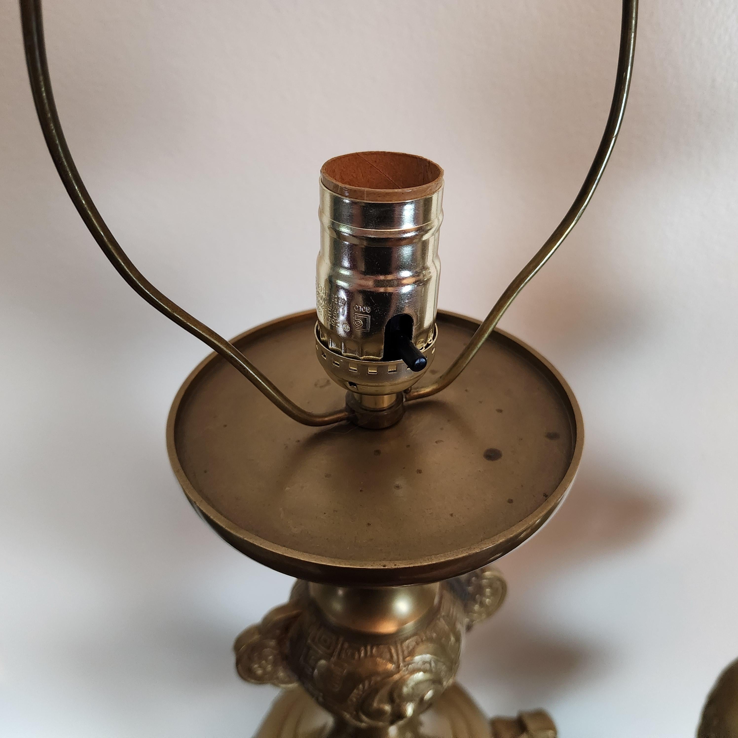 James Mont Style Foo Dog Chinoiserie Brass Lamps Vintage Pair 13