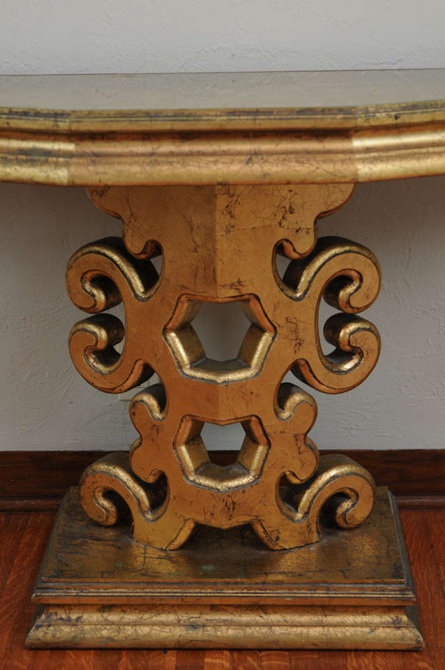 Tempered James Mont Style Gold Console Table