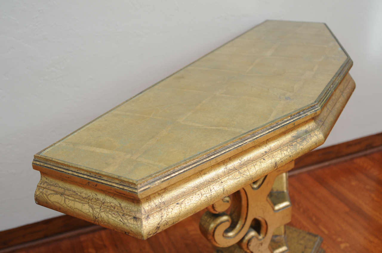 Wood James Mont Style Gold Console Table
