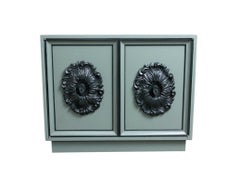 James Mont Style Hollywood Regency Lacquered Cabinet with Medallions