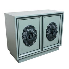 James Mont Style Hollywood Regency Lacquered Cabinet with Medallions