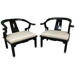 James Mont Style Horseshoe Chairs by Century, a Pair