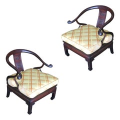 James Mont Style Horseshoe Lounge Chairs, Pair