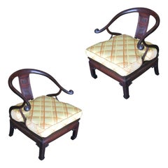 Vintage James Mont Style Horseshoe Lounge Chairs, Pair