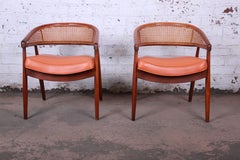 James Mont Style Mid-Century Bent Beech and Cane Club Chairs, 1960s