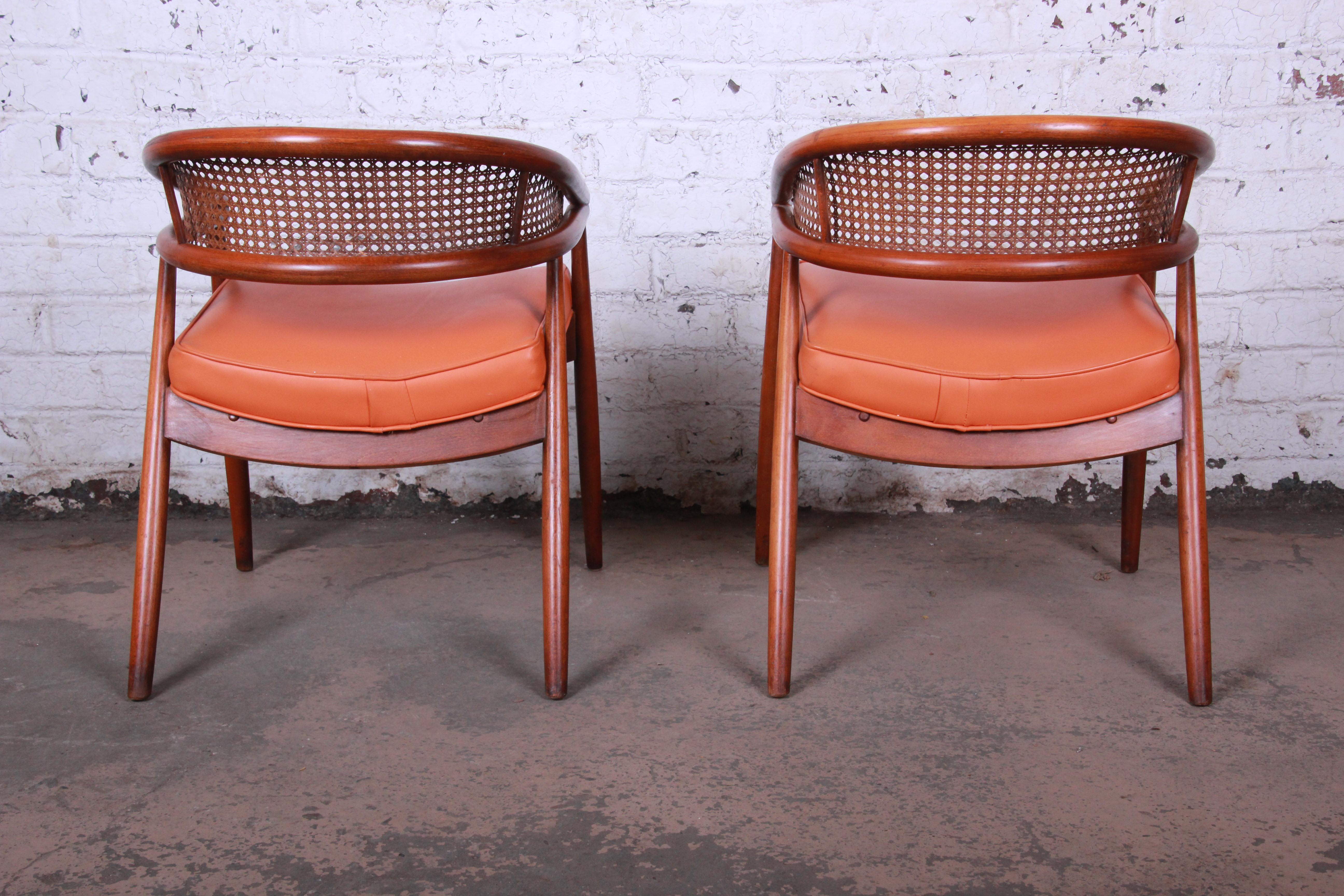Mid-20th Century James Mont Style Mid-Century Bent Beech and Cane Club Chairs, 1960s