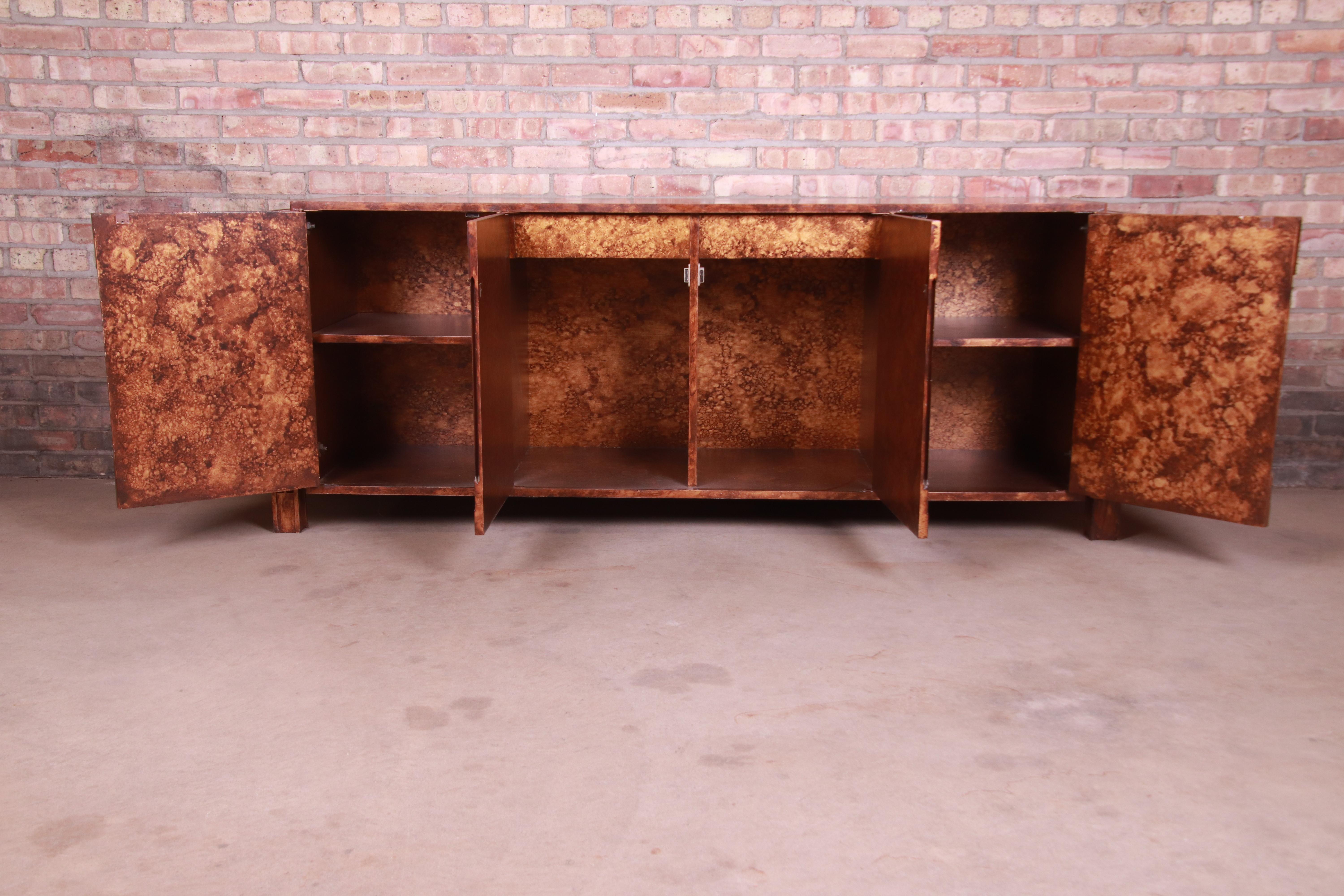 James Mont Style Mid-Century Faux Copper Sideboard Credenza or Bar Cabinet 4