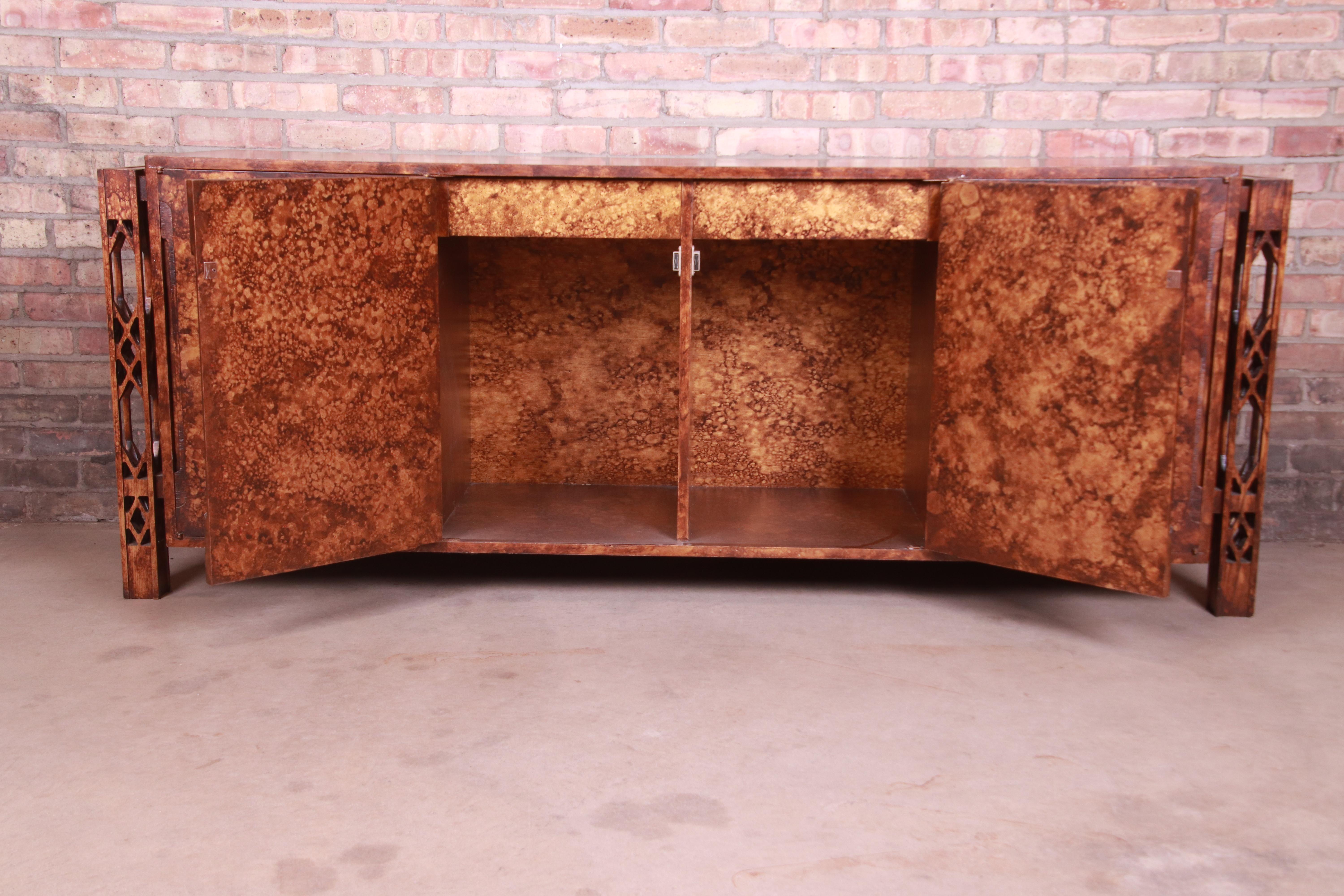 James Mont Style Mid-Century Faux Copper Sideboard Credenza or Bar Cabinet 5
