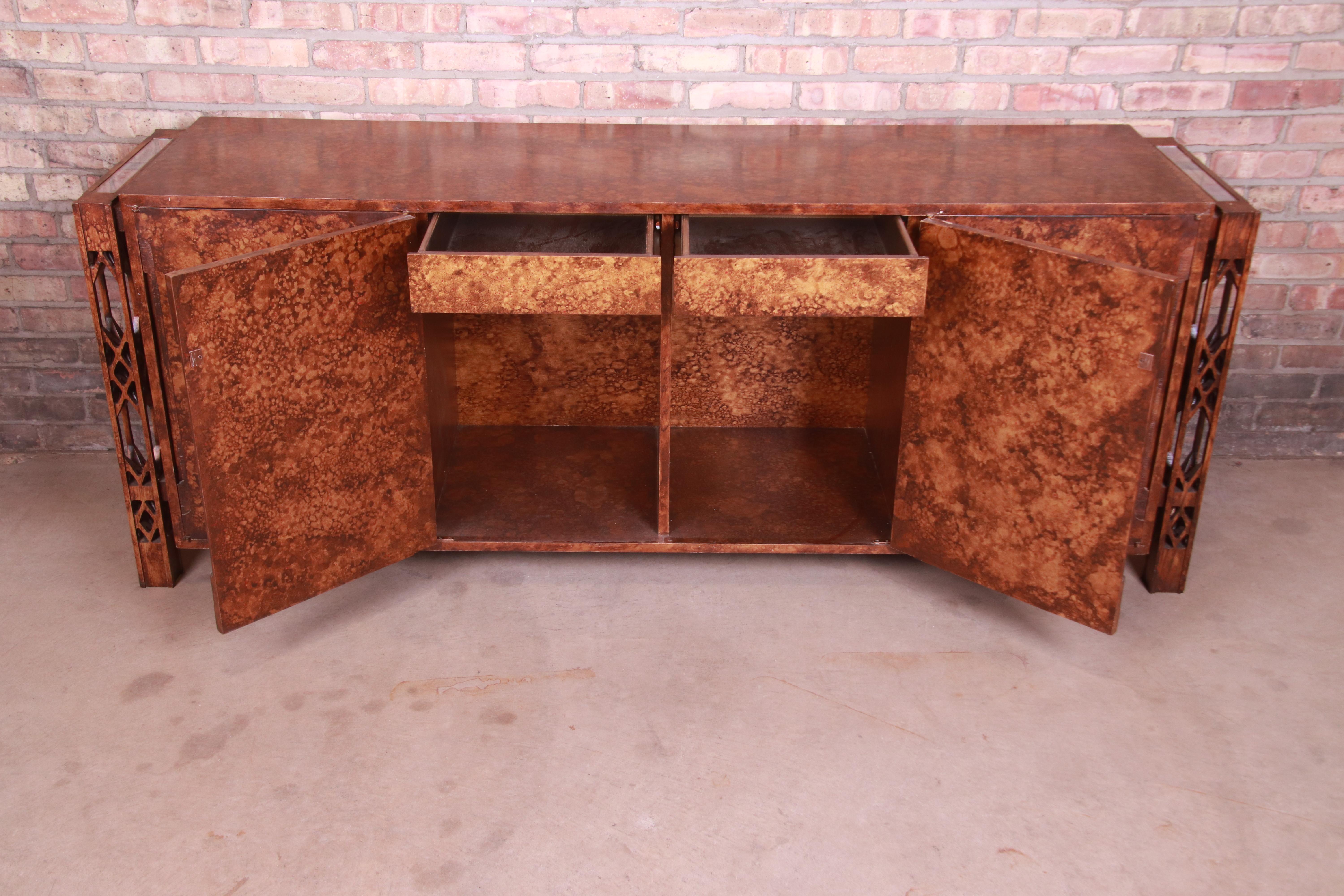 James Mont Style Mid-Century Faux Copper Sideboard Credenza or Bar Cabinet 6