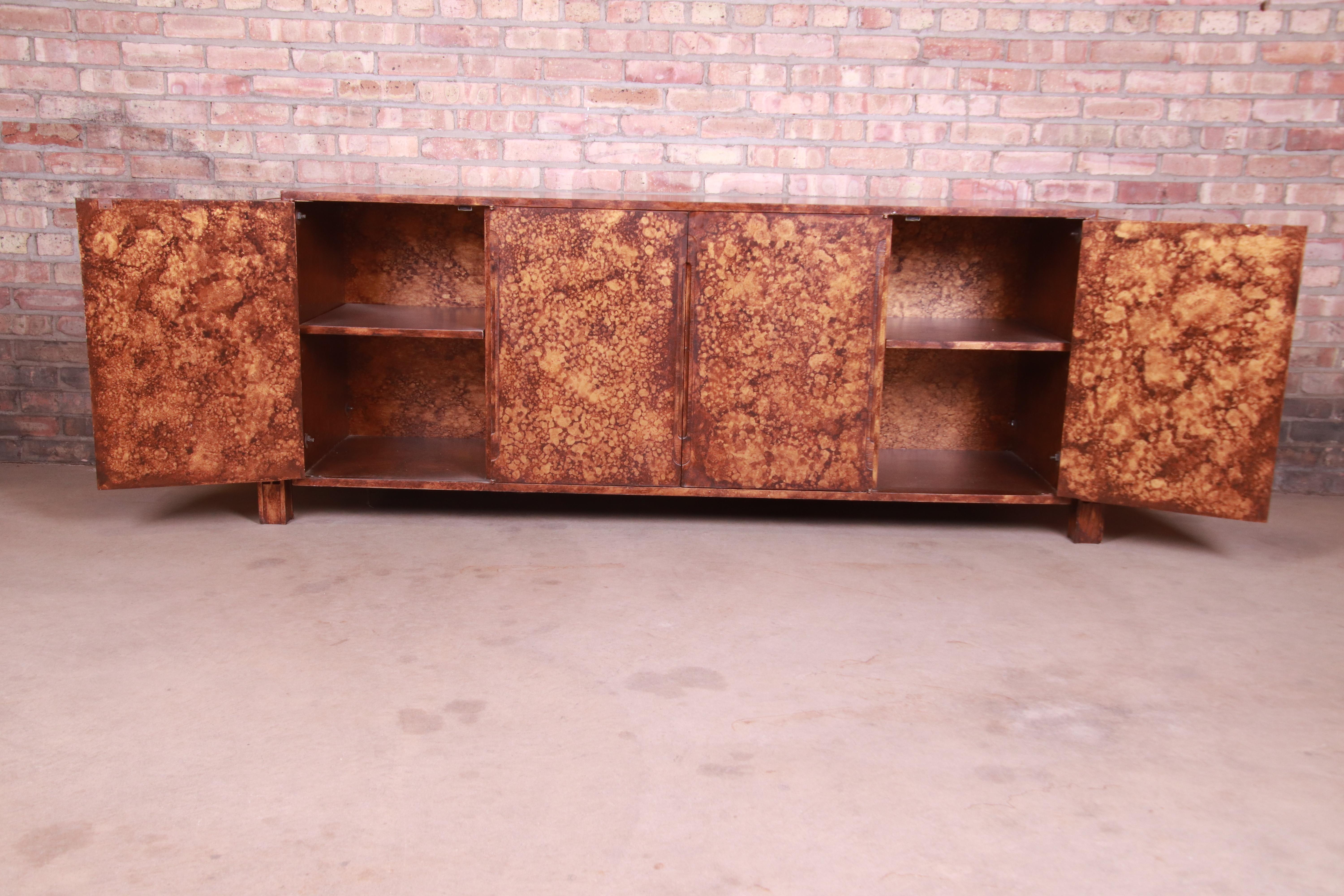 James Mont Style Mid-Century Faux Copper Sideboard Credenza or Bar Cabinet 7