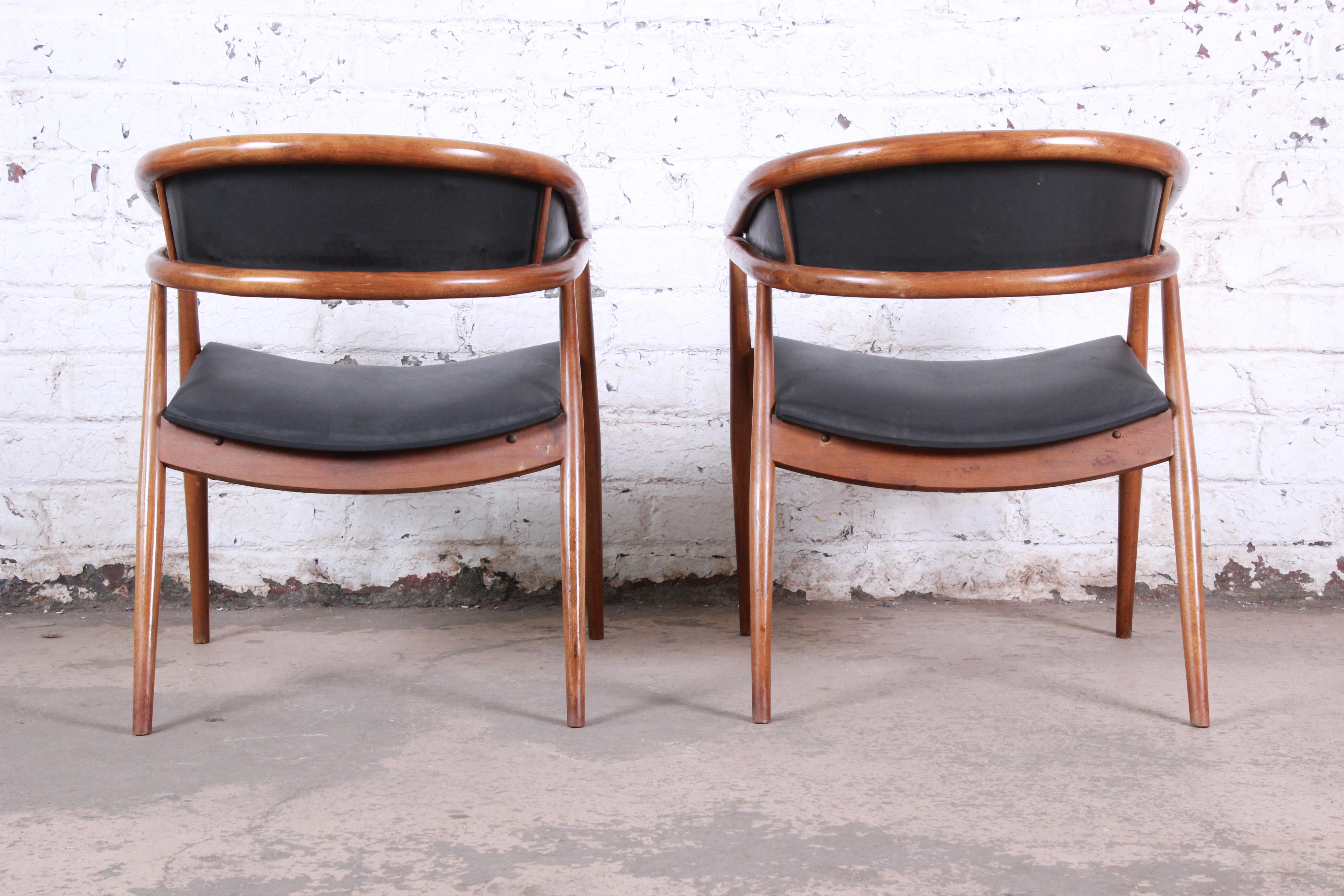 Ceramic James Mont Style Mid-Century Modern Bentwood Club Chairs, Pair