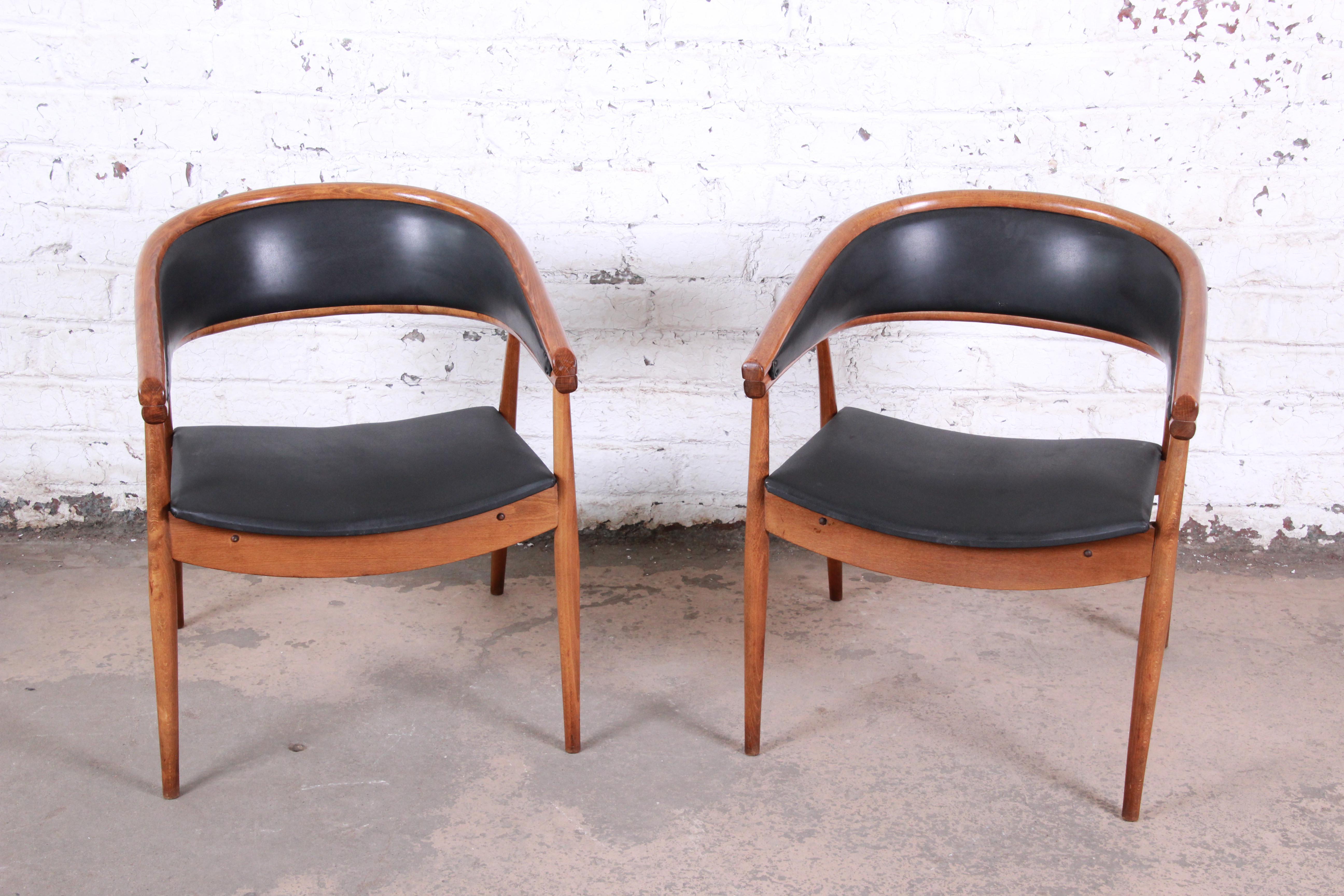 James Mont Style Mid-Century Modern Bentwood Club Chairs, Pair 1