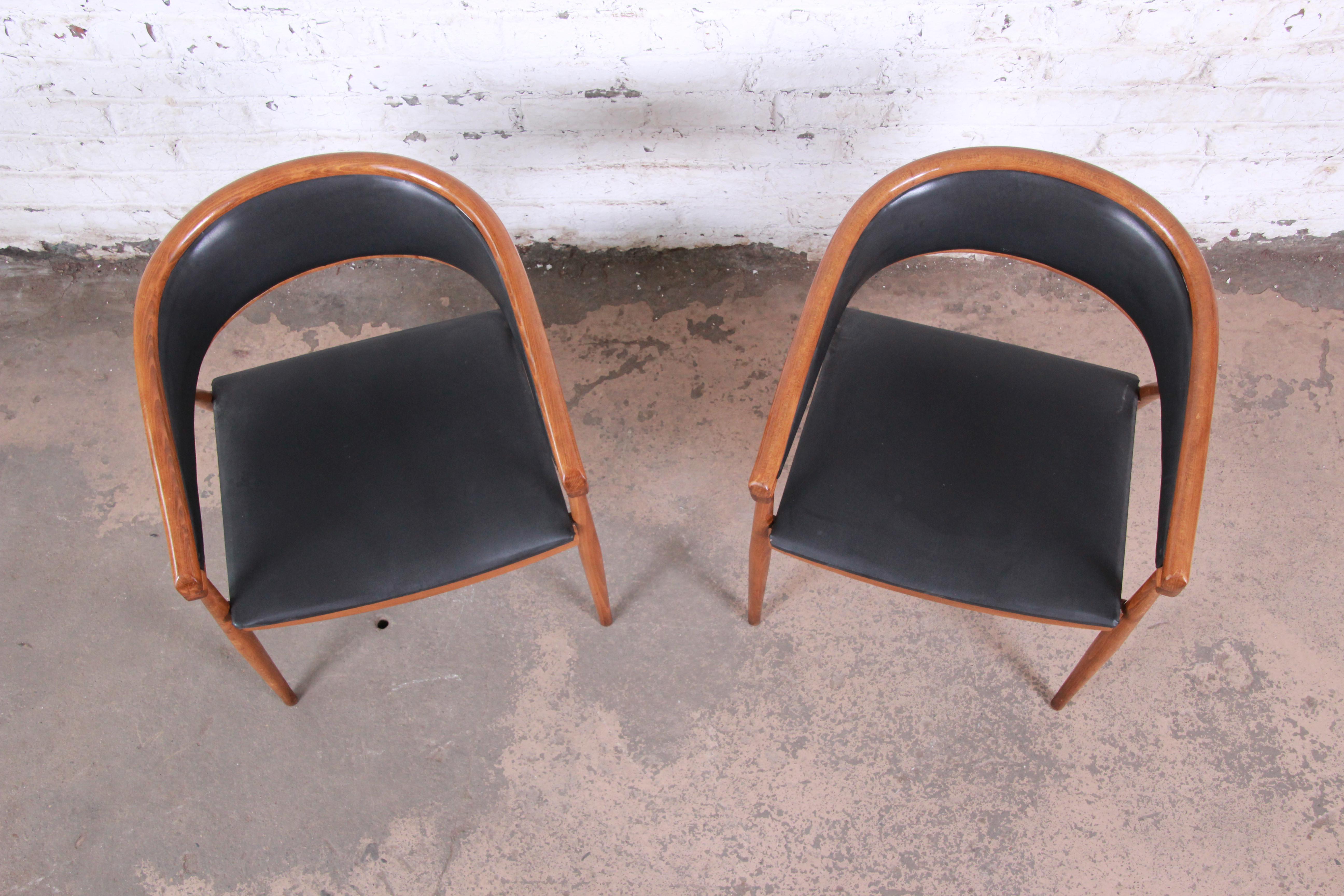 James Mont Style Mid-Century Modern Bentwood Club Chairs, Pair 2