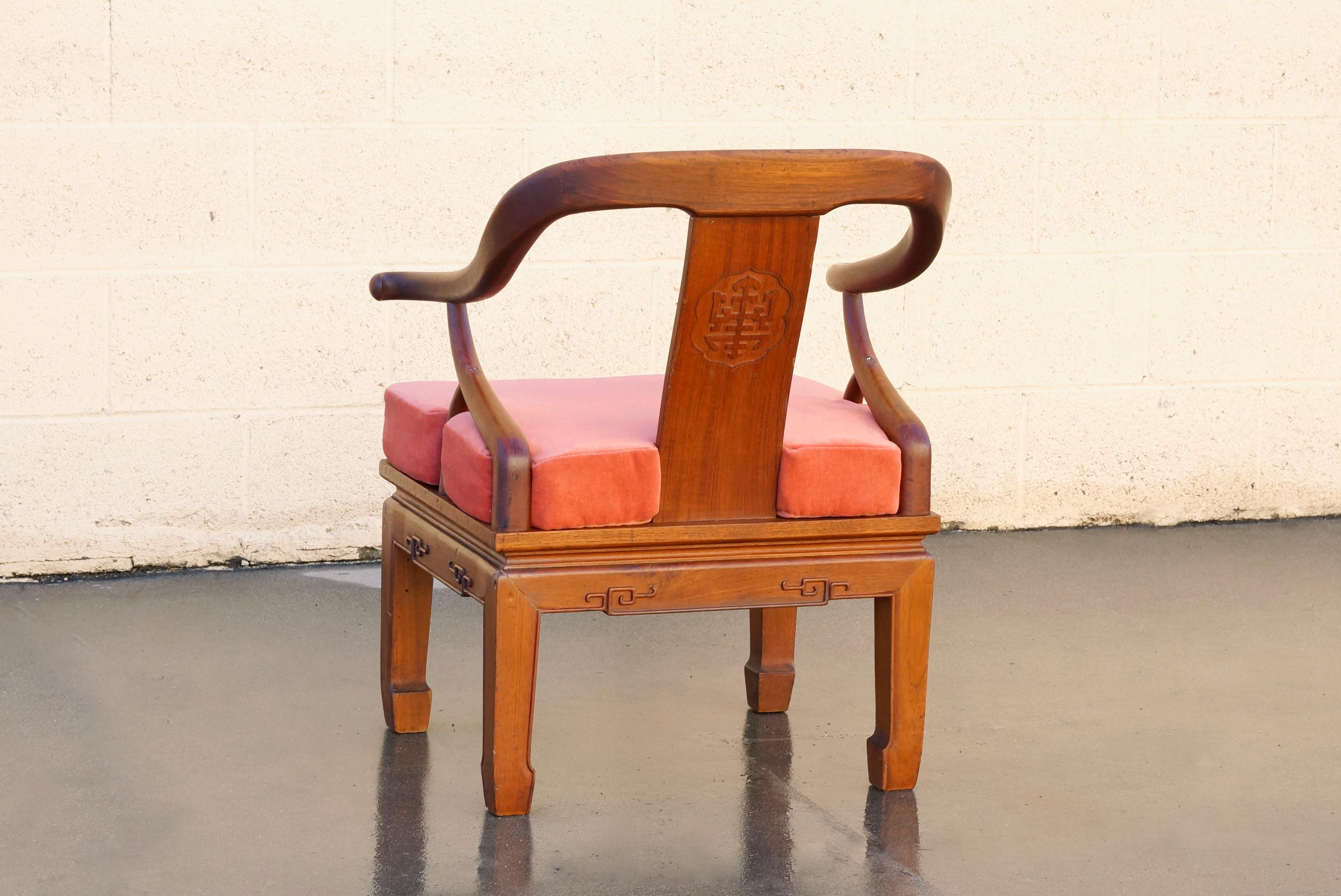 Unknown James Mont Style Ming Horseshoe Accent Chair Vintage, 1970s